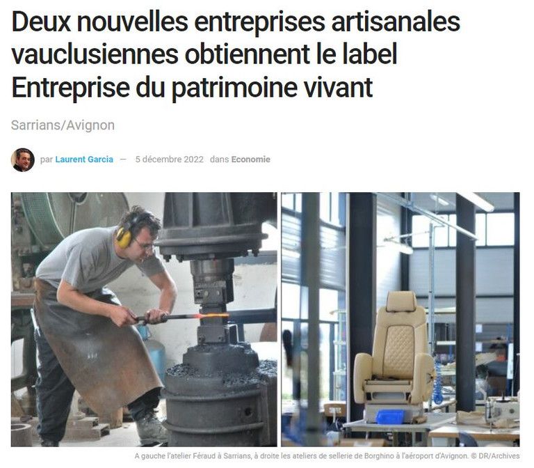 Deux nouvelles entreprises artisanales vauclusiennes obtiennent le label Entreprise du patrimoine vivant